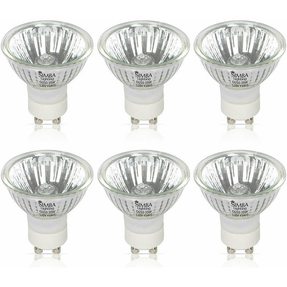 Simba Lighting Halogen GU10 120V 35W Bulbs MR16 Reflector with Cover Glass 6-Pack