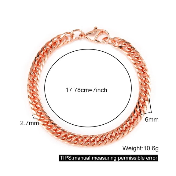 Wollet Pure Copper Cuban Chain Bracelet for Men Women Adjustable 7-9.5 in Copper Jewelry