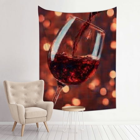 RKSupls Vertical Tapestry Wall Hanging Romantic Bokeh Red Wine Pour Tapestry Wall Decor for Bedroom Dorm Room Living Room Apartment College Dorm Home Decor