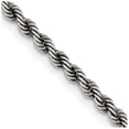thumbnail image 3 of Sterling Silver Ruthenium 2.5mm Rope Chain Necklace Size 22, 3 of 4