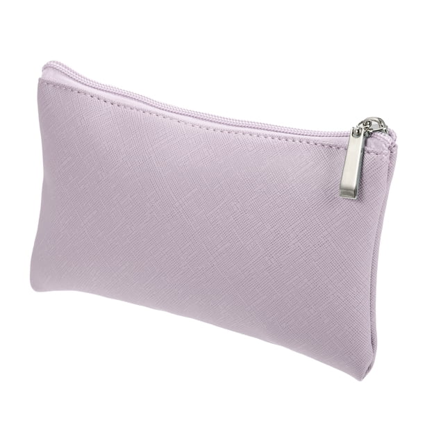Neceser de viaje para maquillaje, soporte para brochas de maquillaje, morado claro, piel sintética