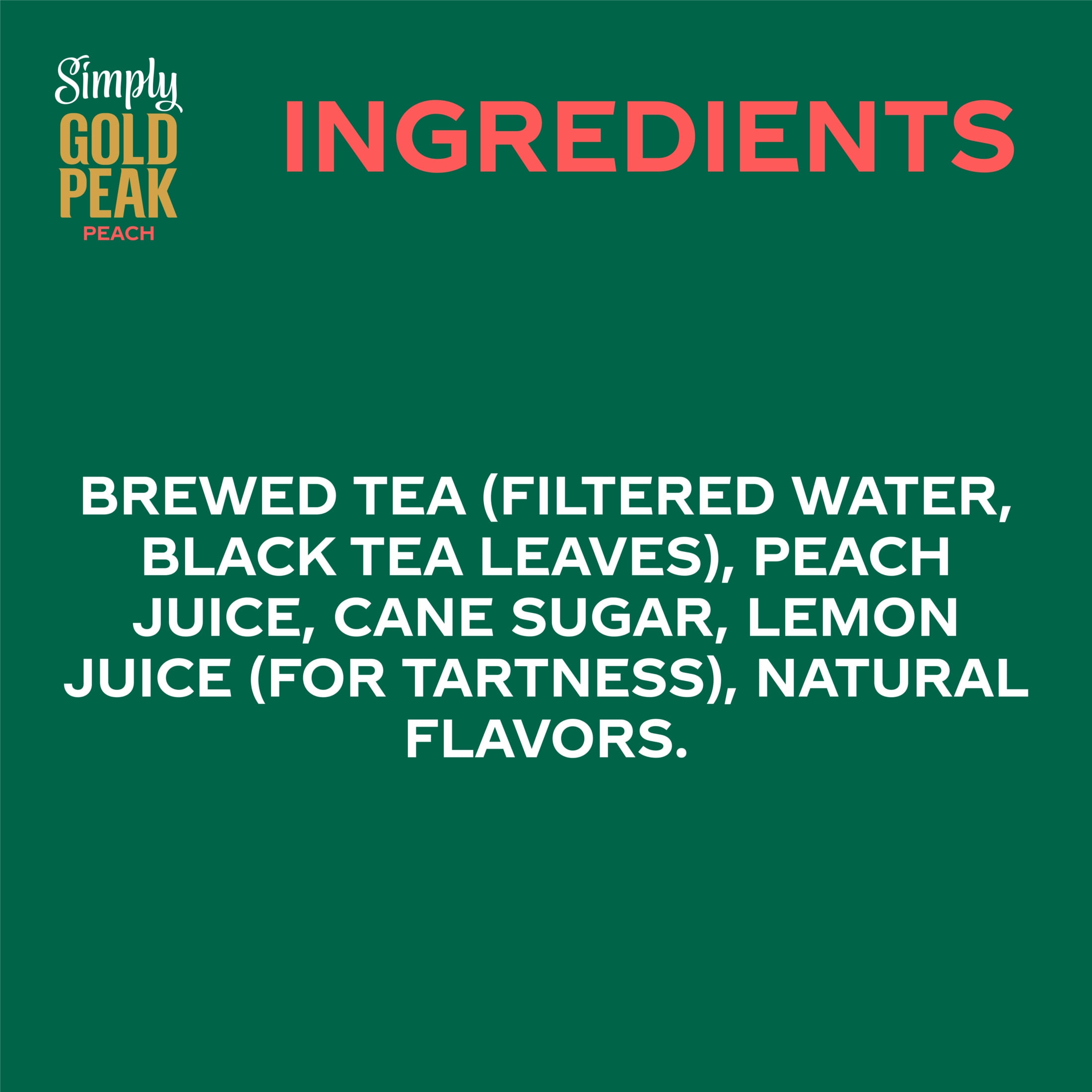 Simply Gold Peak Peach Iced Tea, Flavored Tea Bottle, 52 fl oz