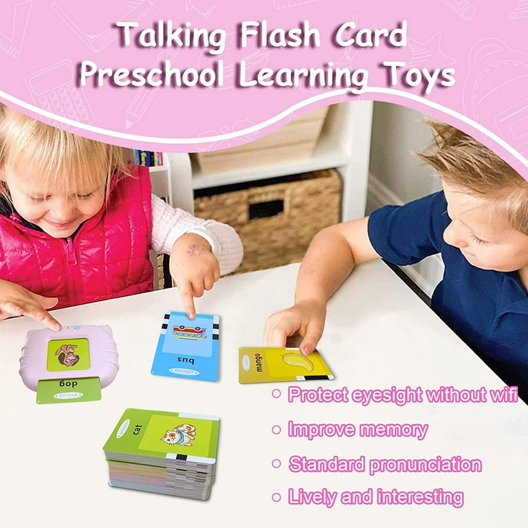  Talking Flash Cards Educational Toys - Talking Flashcards  Learning Toys for Toddlers - Montessori Toys Flash Cards for Age 2 3 4 5  6-Pink : Toys & Games