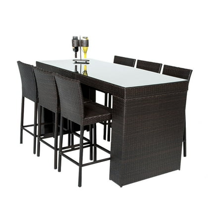 Tk Classics Barbados 7 Piece Wicker Bar Height Patio Dining Set