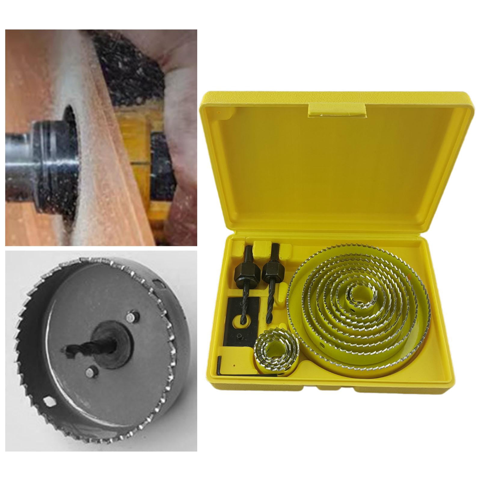 koolsoo 19-127mm Saw Set Heavy Duty, Portable, General Purpose, Mandrels, Drill Bit Saw Blade for Gypsum Board Drywall Thin Wood Yellow