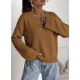 thumbnail image 6 of DOKOTOO Sweaters for Women V Neck Long Sleeve Crochet Knit Pullover Lightweight Sweater Drop Shoulder Casual Fall Winter Tops S-2XL, 6 of 7