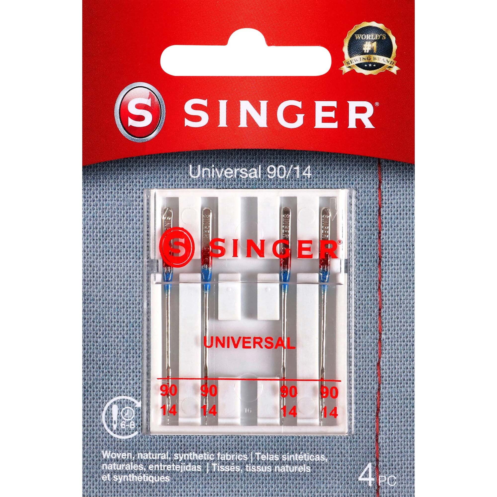 SINGER Universal Regular Point Sewing Machine Needles, Size 90/14 - 4 Count