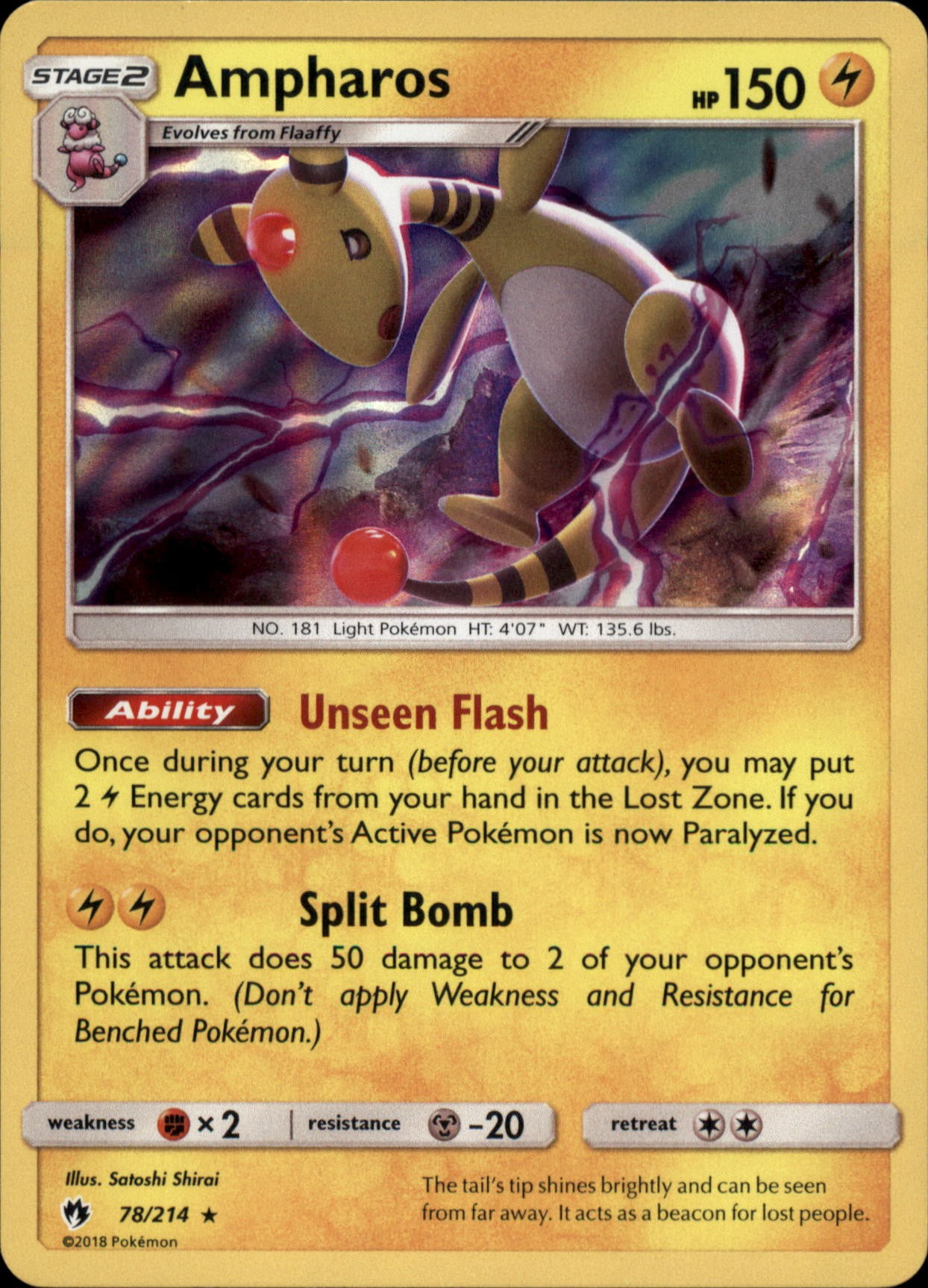 Pokemon Lost Thunder Ampharos #78 - Walmart.com
