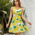 thumbnail image 7 of Lemon Print Sleeveless Dress Women Summer Evening Dresses Ladies Sundress, 7 of 7