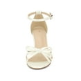 thumbnail image 5 of BLISSFUL STEP Women's Shoes Bow Tie Open Toe Ankle Strap High Block Heel Sandals White 7.5, 5 of 7