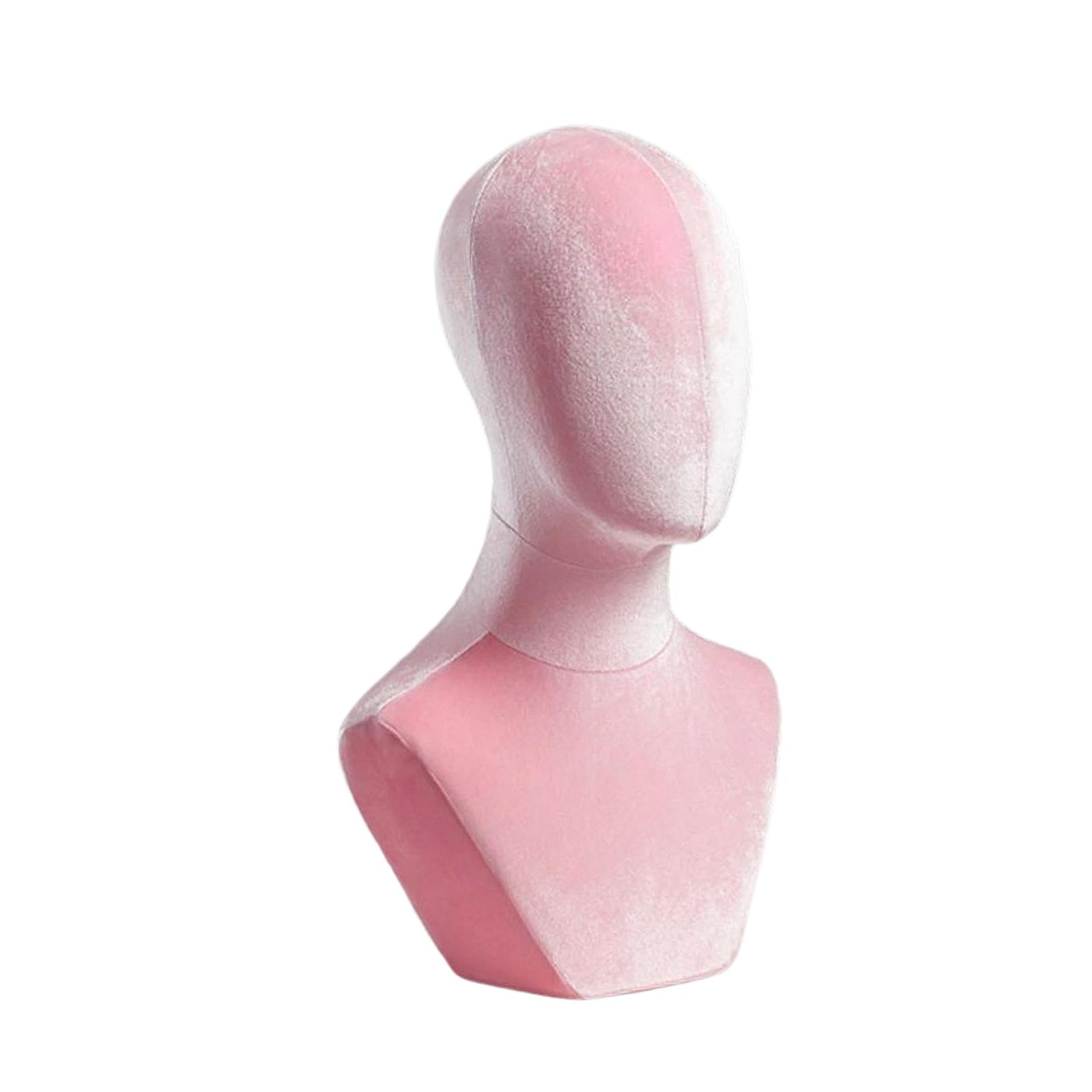 Serenable Mannequin Head Manikin Head Model Stable Base Professional Elegant Holder Hat Display Stand for Jewelry Hair Accessories Pink