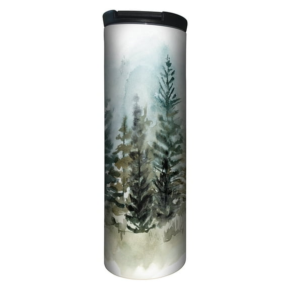 Highland Home "Tree Line in the Mist" 17 oz. Stainless Steel Tumbler Hinged Lid
