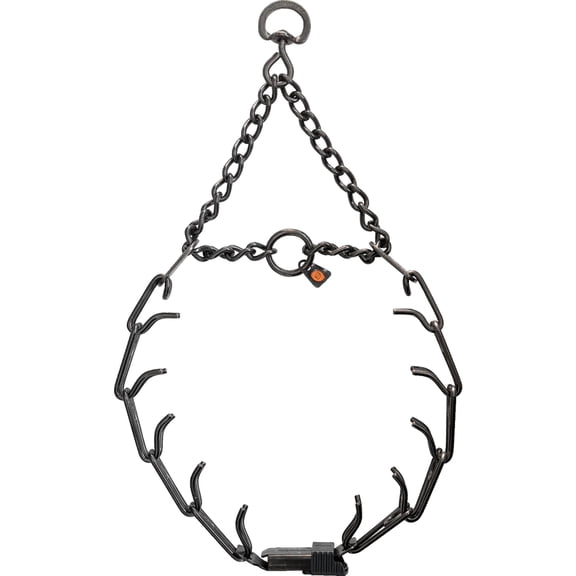 Herm. Sprenger® Black Stainless ULTRA-PLUS Dog Training Collar with ClicLock and Assembly Chain, Black Stainless, 4.0 mm x 20" Neck Size; 25" Chain Length