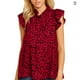 thumbnail image 1 of Guardurnaity Blusa con dobladillo plisado y estampado de puntos de leopardo para mujer Prendas para la parte del cuerpo Vino tinto METRO, 1 of 5