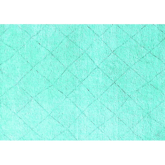 Ahgly Company Machine Washable Indoor Rectangle Solid Turquoise Blue Modern Area Rugs, 7' x 9'