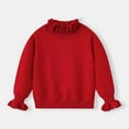 thumbnail image 2 of SUXIAN Girls Sweater Layering Lace Collar Knit Pullover Top Soft Comfortable for Toddler and Kids Fashion Blouse Red 7-8 Years, 2 of 5