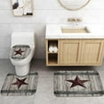 thumbnail image 5 of 4PCS/Set Western Texas Star Shower Curtain, Waterproof Fabric Bath Curtain, Rustic Barn Wooden Board Vintage Farmhouse Country Bathroom Decor, Non-slip Bathroom Mat Bath Mat Toilet Rug, Grey, 5 of 7