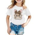 thumbnail image 5 of LRen Easter Shirts for Girls Cartoon Bunny Short Sleeve T Shirts Loose Happy Easter Preppy Tops Tee for Toddler & Kids, 5 of 5