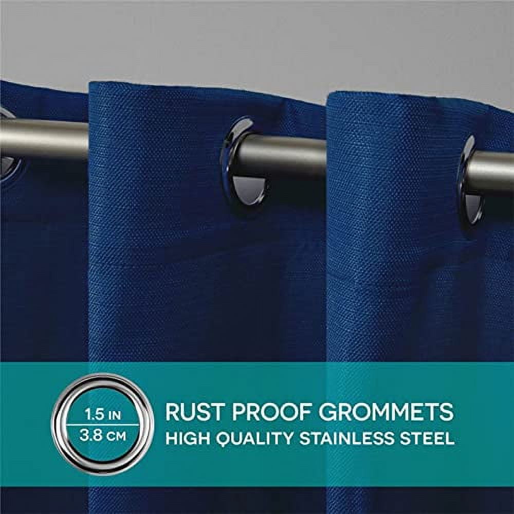 Exclusive Home Delano Heavyweight Textured Indoor/Outdoor Grommet Top Curtain Panel Pair, 54"x120", Azure