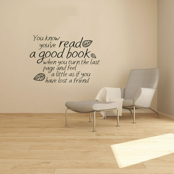 You Know Youve Read A Good Book When You Turn The Last Page - Reading Quotes Quote Vinyl Wall Art Sticker Wall Decal Home Kids Library Area Living Room Reading Wall Decor Design Size (18x20 inch)