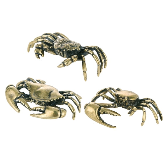 Set of 3 Brass Crab Ornaments for Home Decor, Office Display, Cabinet Decoration, Showcase Pieces