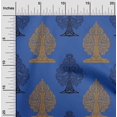 thumbnail image 1 of oneOone Cotton Jersey Medium Blue Fabric Floral & Flying Swan Block Craft Projects Decor Fabric Printed By The Yard 58 Inch Wide, 1 of 1