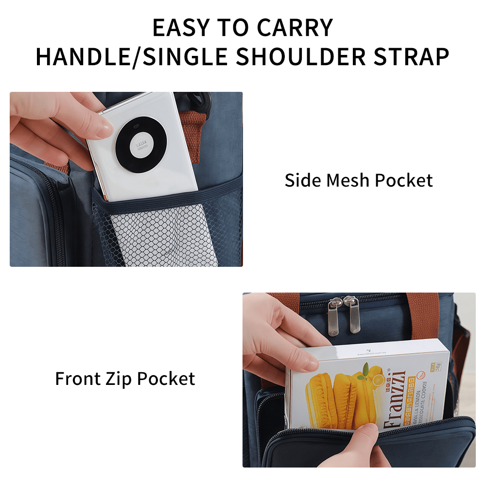 Agoplee Insulated Lunch Box for Men/Women, Leakproof Lunchbox for Work Office Picnic Beach - Freezable Lunch Cooler Bag with Adjustable Shoulder Strap - Blue