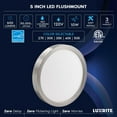 thumbnail image 3 of Luxrite 5 Inch LED Flush Mount Ceiling Light, 10W 600LM, 5CCT 2700K-5000K, Dimmable, ETL - Brushed Nickel 4-Pack, 3 of 7