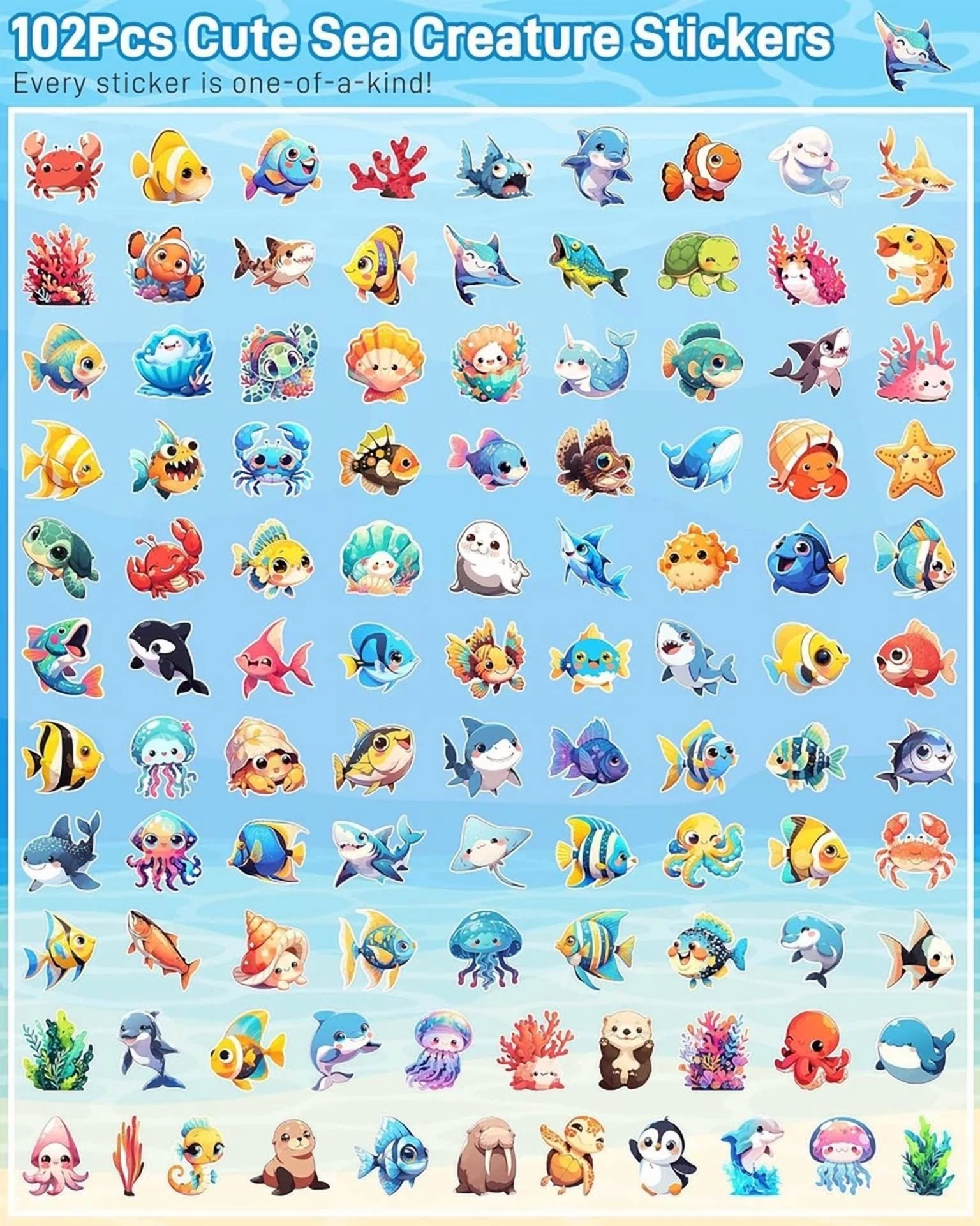 BUTTERFLY- 100Pcs Cartoon Ocean Animal Stickers Pack For Kids