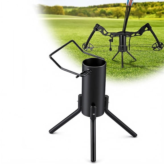 Foldable Floor Bow Stand, Metal Portable Quiver Stable Support for Outdoor Archery Arrow Placement and Display 1 Set Black