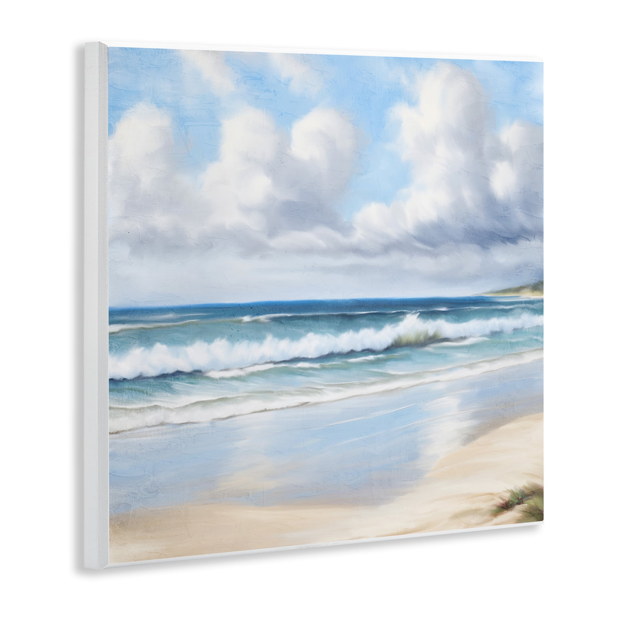 Stupell Industries Sand Walk Ocean Waves Landscape Painting Unframed Art Print Wall Art, 12 x 12