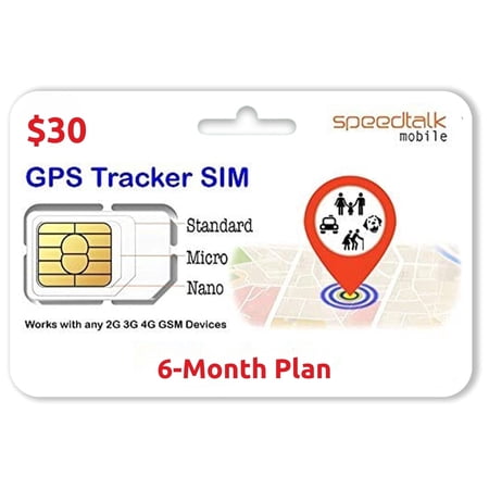 SpeedTalk Mobile GPS Tracker Sim Card with International Service (6 Months)