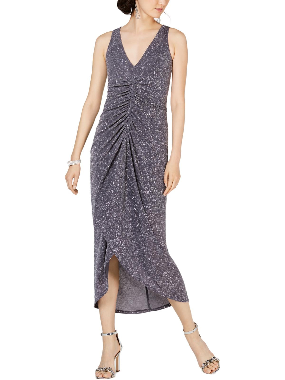 Vince Camuto Womens Metallic Ruched Evening Dress - Walmart.com