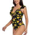 thumbnail image 3 of Yiaed Daisies Flowers Print Women's Ruffled One Piece Swimsuit V Neck Swimwear Slimming Monokini for Woman-X-Large, 3 of 8