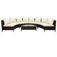 thumbnail image 6 of Olurrisa 5 Pieces All-Weather Brown PE Rattan Wicker Sofa Set Outdoor Patio Sectional Furniture Set Half-Moon Sofa Set with Tempered Glass Table, Beige, 6 of 8