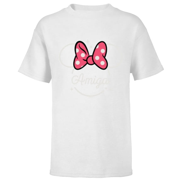Disney Minnie Mouse Amiga Head Icon Magic Friend Spanish- Short Sleeve T-Shirt for Kids - Customized-White