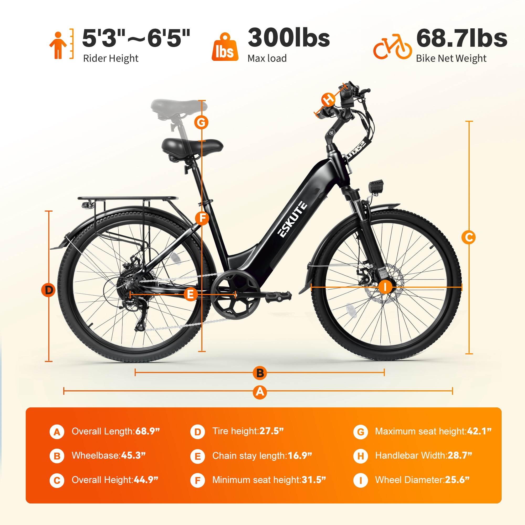 Electric Bike for Adults – 1300W Peak Motor, 28MPH, 840Wh Removable Battery, Up to 70-Mile Range, 26" Tires, 7-Speed Adjustable Stem, Step-Thru, Black with Phonebag & Lock