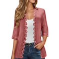 thumbnail image 2 of Lixiuxyad Womens Open Front Cardigan Women's Cardigan Summer Fashion Style Lace Short Sleeve Open Front Kimono For Women,Red, 2 of 6