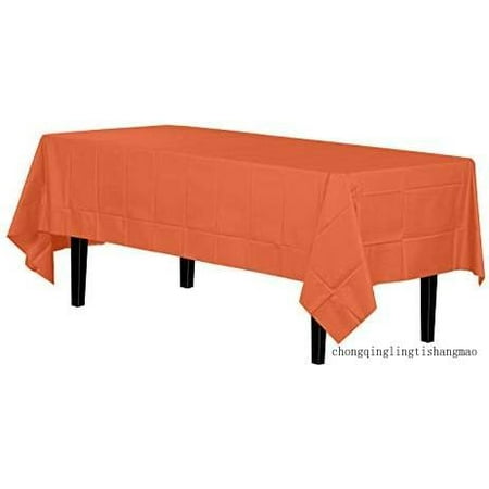 

12-Pack Premium Plastic Tablecloth 54In. X 108In. Rectangle Table Cover - Orange