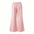 thumbnail image 4 of Utoimkio Women's Linen Wide Leg Pants Drawstring Elastic Waist with Front Patch Pockets for Beach Vacation Daily Walking, 4 of 7