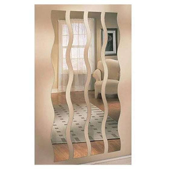 Latitude Run Wave Strip Rectangle Wall Mirror Set Of 4 Com