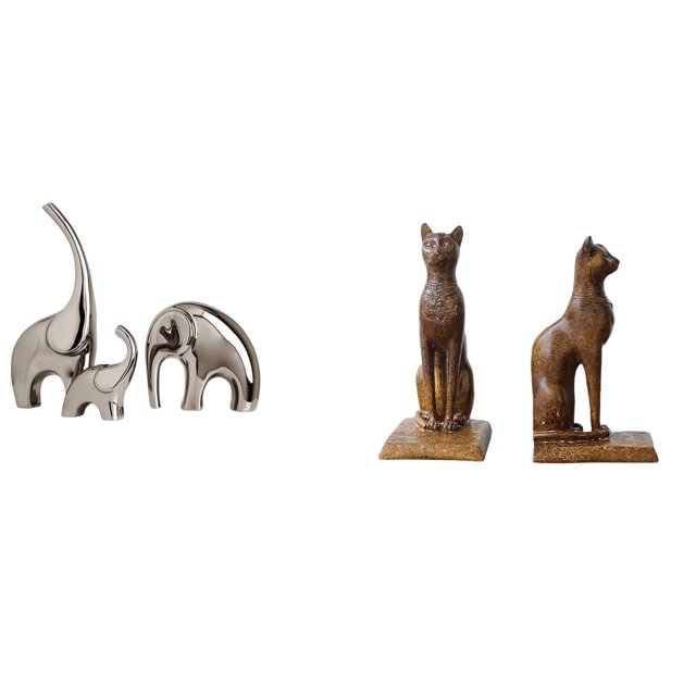 Conjunto de figuras de cerámica de y gato egipcio, colección única de esculturas de animales para el hogar, la oficina, estante, sujetalibros