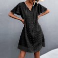 thumbnail image 7 of Womens Summer Ruffle Short Sleeve V Neck Mini Dress Chiffon Swiss Dot Flowy Short Dress Solid Casual Loose Beach Dress, 7 of 7