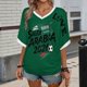 thumbnail image 1 of Women's Football Graphic T-Shirt, Soccer Fans V-Neck Short Sleeve T-Shirt with Print, Soft Lightweight Soccer Apparel Shows Player Number for Soccer Tournament 2026 Green Size: 2XL, 1 of 5
