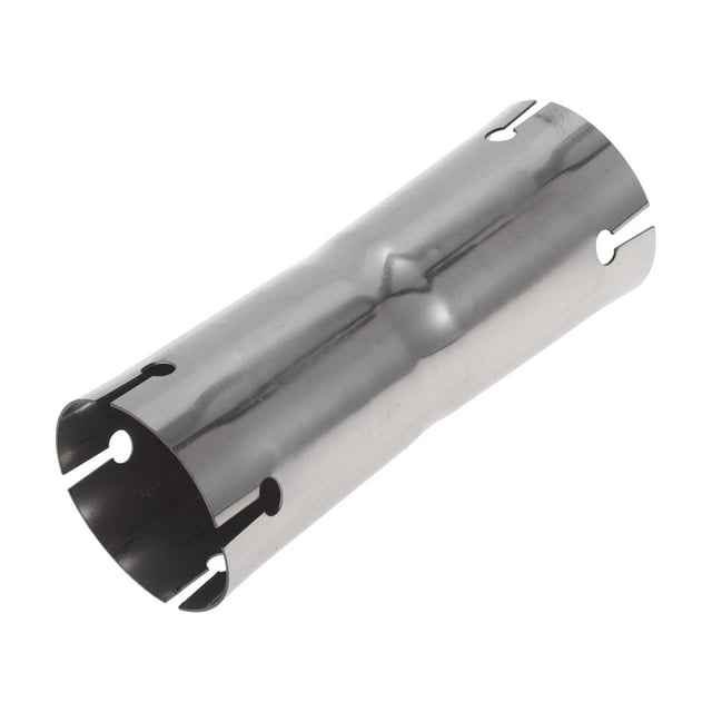 Tubo recto de escape para automóvil T304, tubo recto de 6 pulgadas con cabeza plana doble y superficie pulida con ranura media, tono plateado