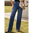 thumbnail image 4 of DOKOTOO Women's Wide Leg Jeans Trendy High Waist Center-Seam Straight Leg Raw Hem Baggy Loose Boyfriend Stretchy Denim Pants, 4 of 8