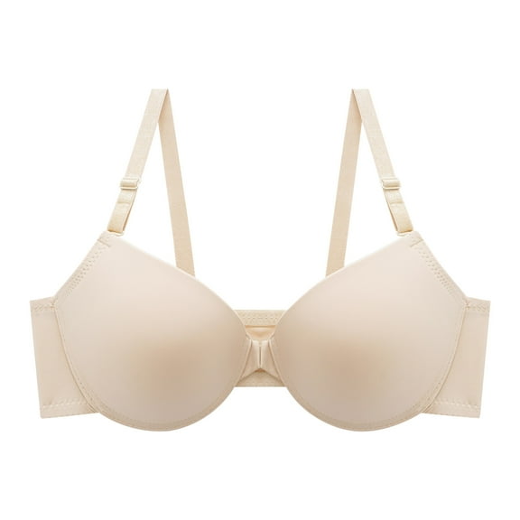 Bigersell T-Shirt Bras for Women Seamless Front Closure Bras Women V-Neck Push up Bras No Underwire Comfortable Wireless Bra Buckle Closure Padded Bralettes Everyday Wire-Free Bras Beige 36B