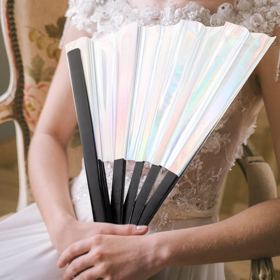 Milisten Holding A Bamboo Bone Fan Decorations Folding Fans Handheld Portable Wedding Women's Bride