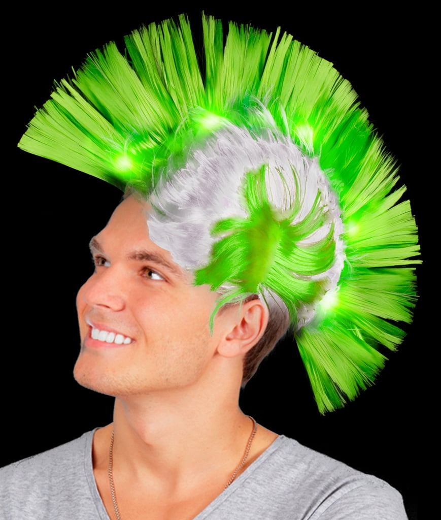 Fun Central AD153 1pc Green LED Mohawk Wig Mohawk Hat Mohawk Wig Fun Central AD153 1pc Green LED Mohawk Wig Mohawk Hat Mohawk Wig