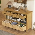 thumbnail image 6 of Retro Console Table with 3 Storage Drawers, Entryway Table with 3 Water Hyacinth Woven Baskets,Wooden Accent Sofa Table Buffet Cabinet for Entryway, Hallway and Living Room (Natural), 6 of 11